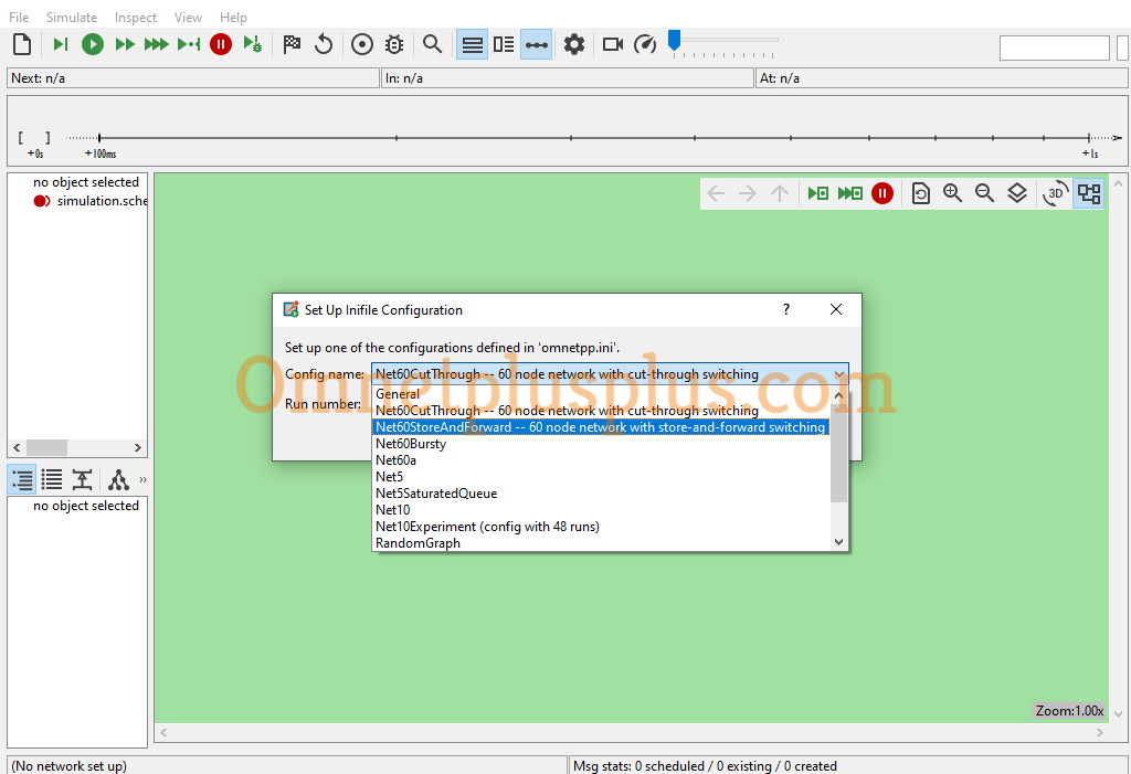 Selection of Simulation Configuration